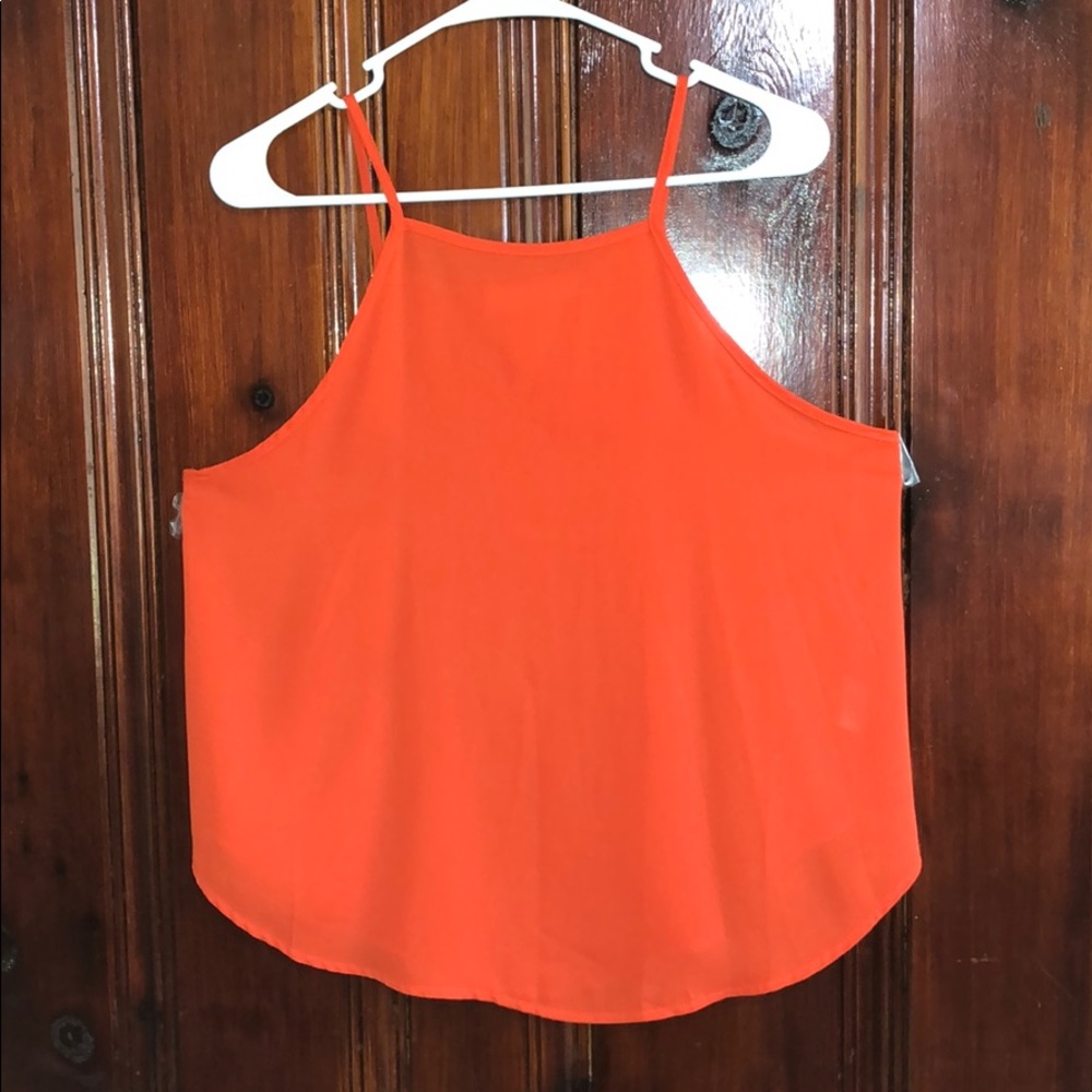 💥 Lush orange chiffon flowy tank top